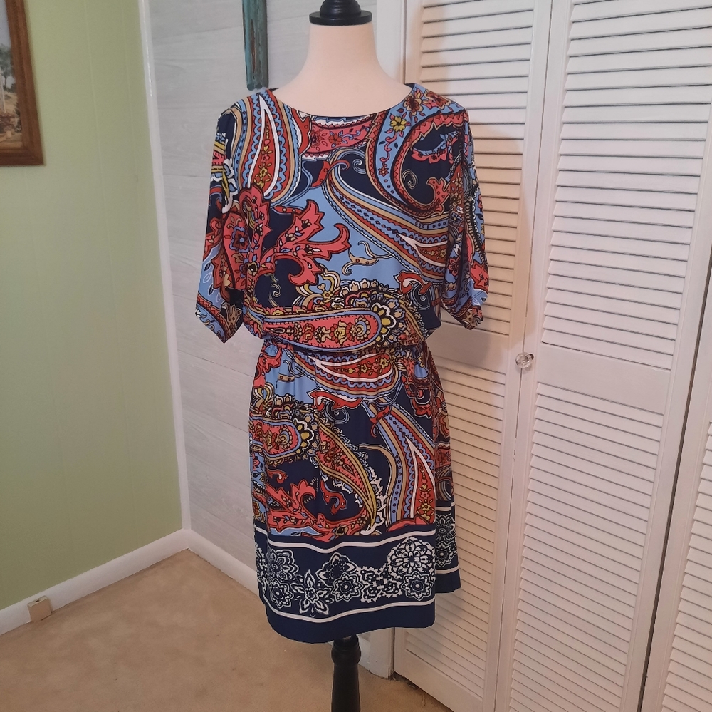 New directions cold shoulder paisley dress sz PM *P - Picture 1 of 6